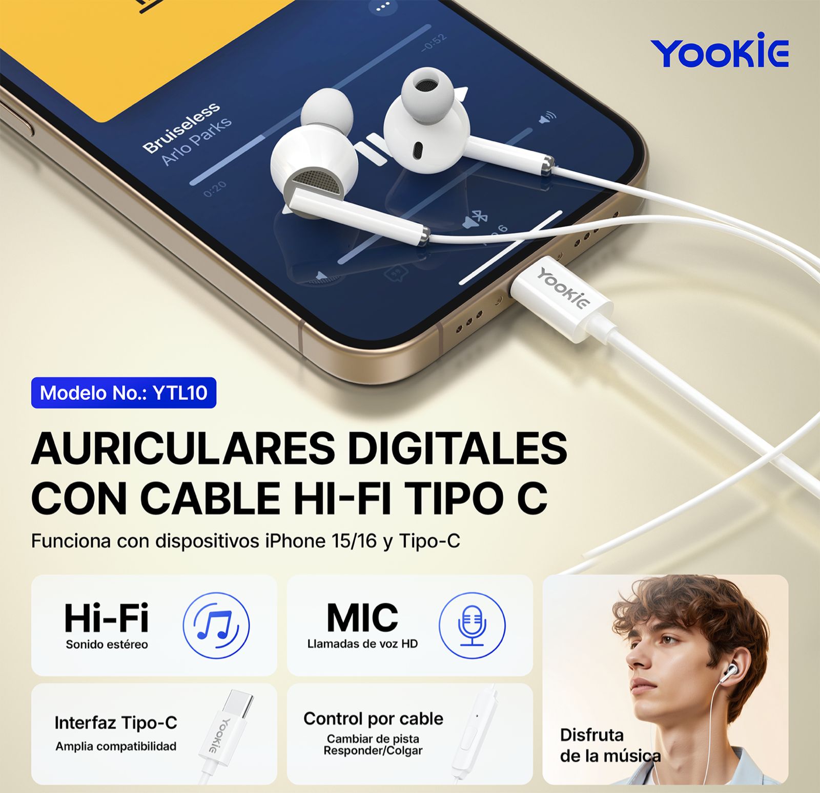AURICULARES CON CABLE TIPO C ORIGINALES