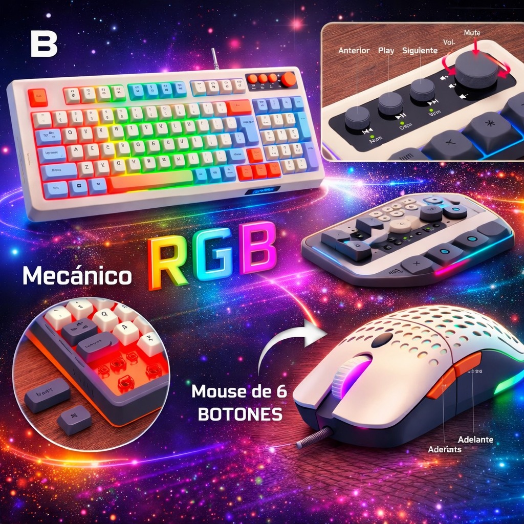 TECLADO MECANICO + MAUSE RGB T98