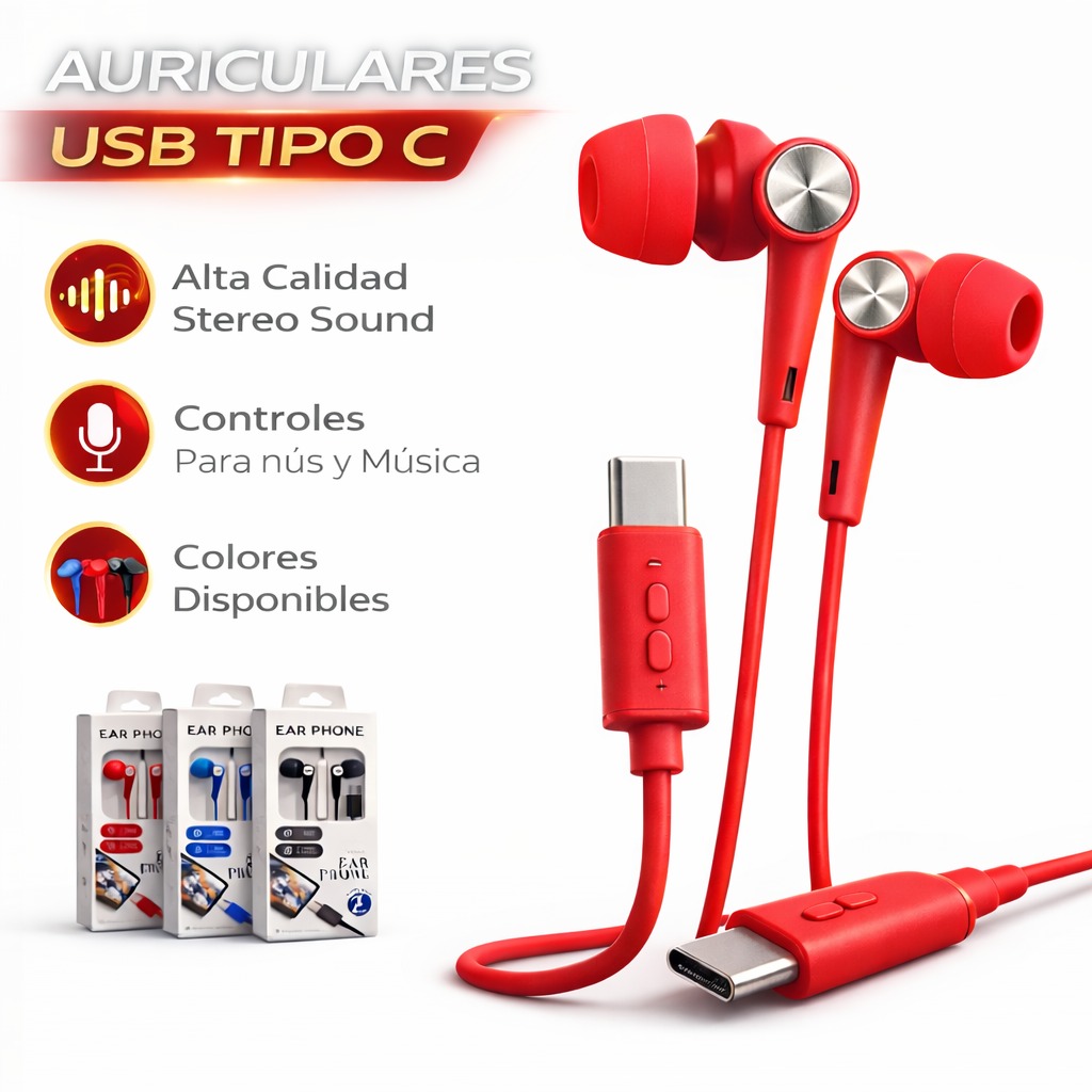 AUDIFONOS CON CABLE TIPO C TM-A