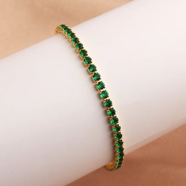 PULSERA EN RODIO CON GEMAS VERDES