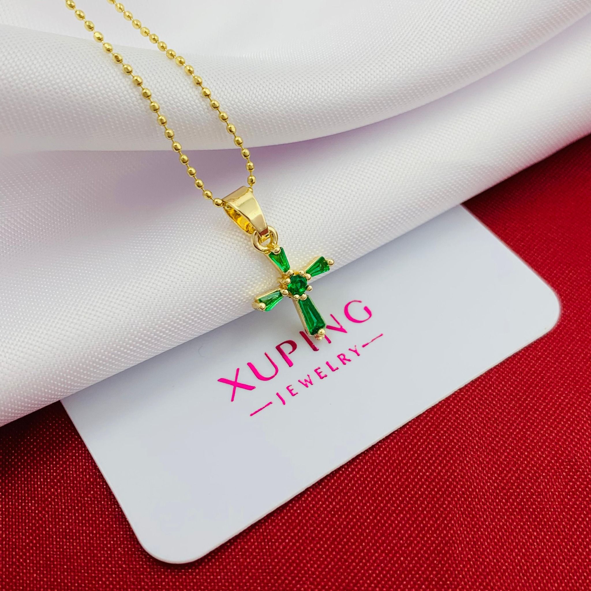 DIJE CRUZ GEMA VERDE RODIO