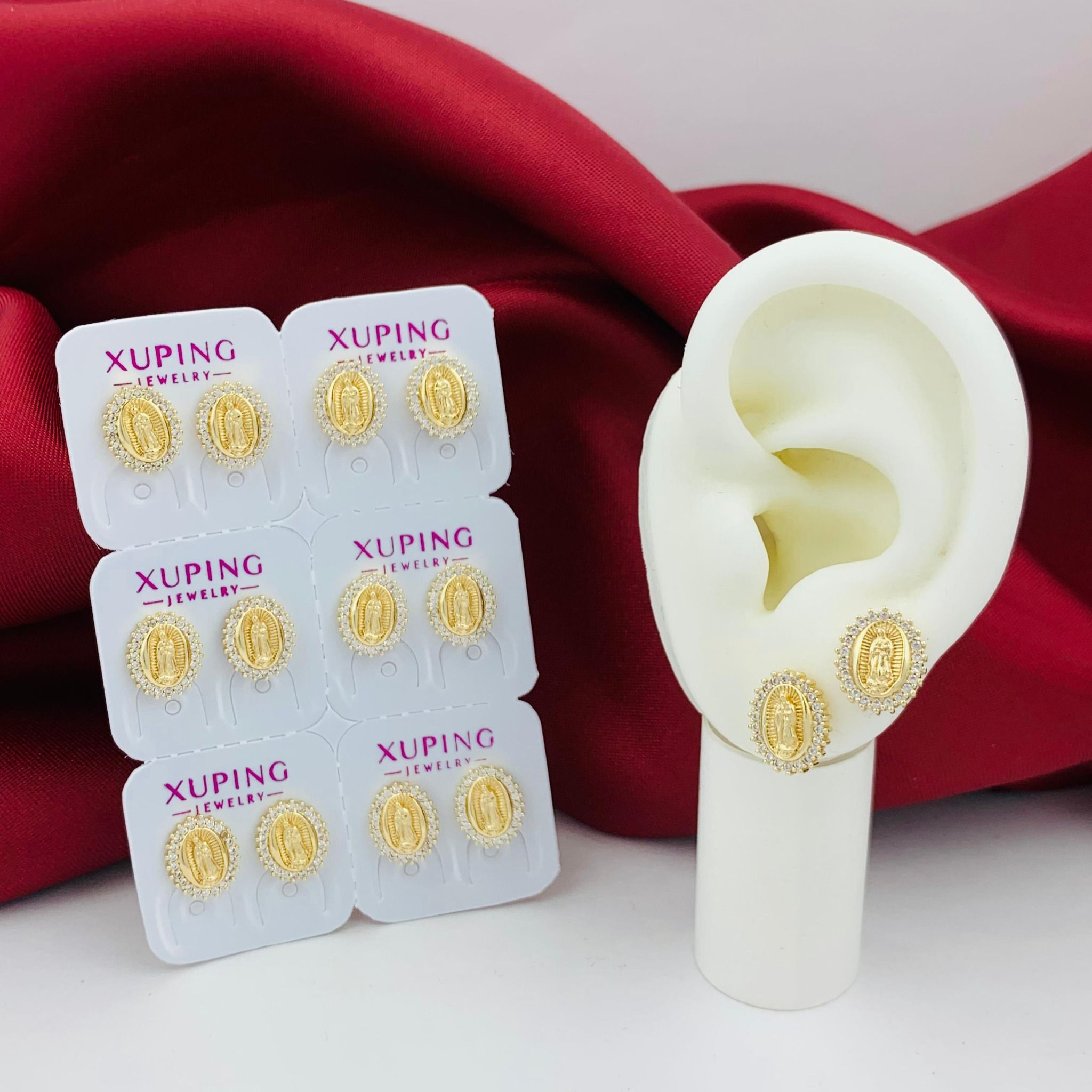 COMBO 2 PARES DE ARETES ROSA DE GUADALUPE RODIO