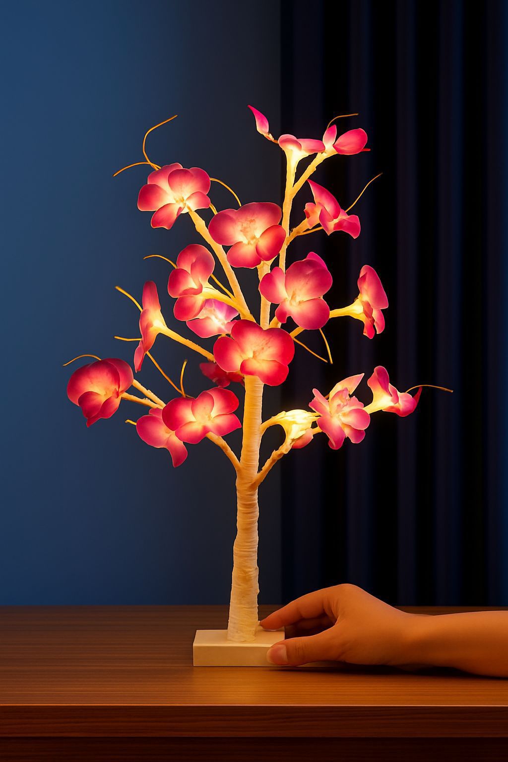 ARBOL LUZ CON FLORES 50CM