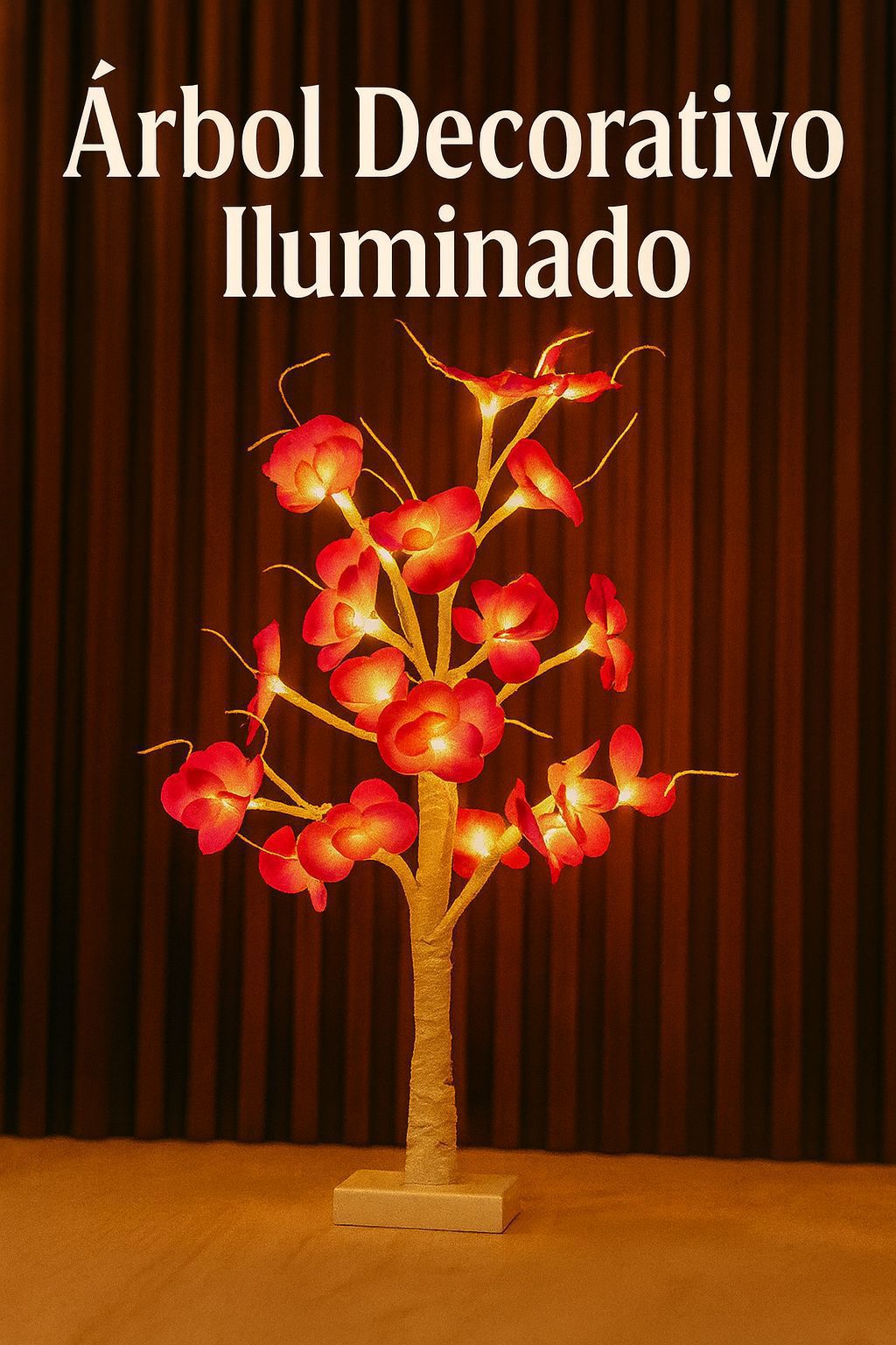 ARBOL LUZ CON FLORES 50CM