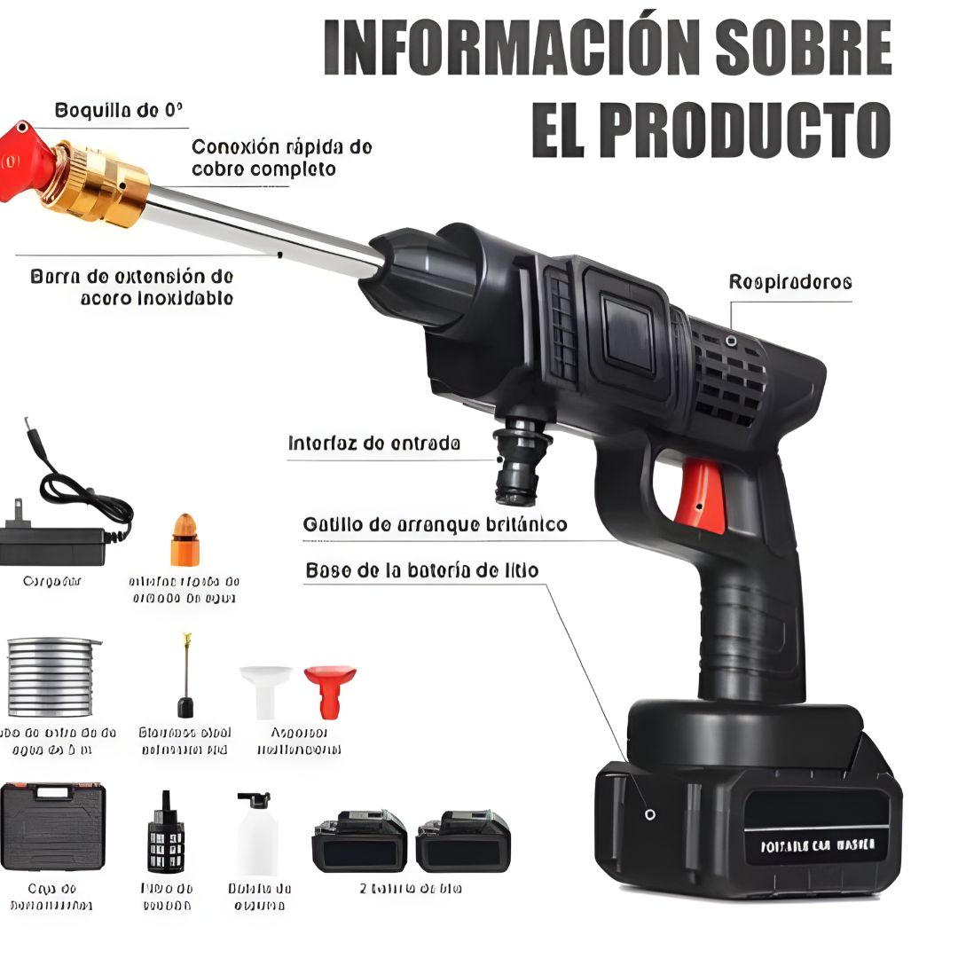 PISTOLA HIDROLAVADORA PORTATIL CON DOS BATERIAS