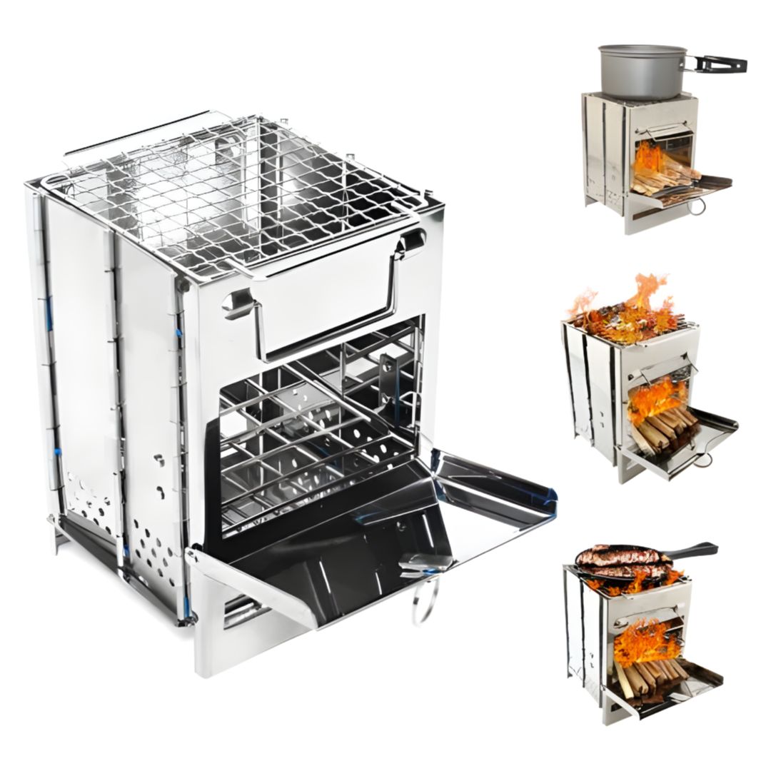 ESTUFA DE LEÑA PLEGABLE PORTATIL