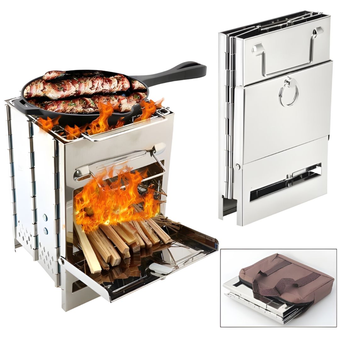 ESTUFA DE LEÑA PLEGABLE PORTATIL